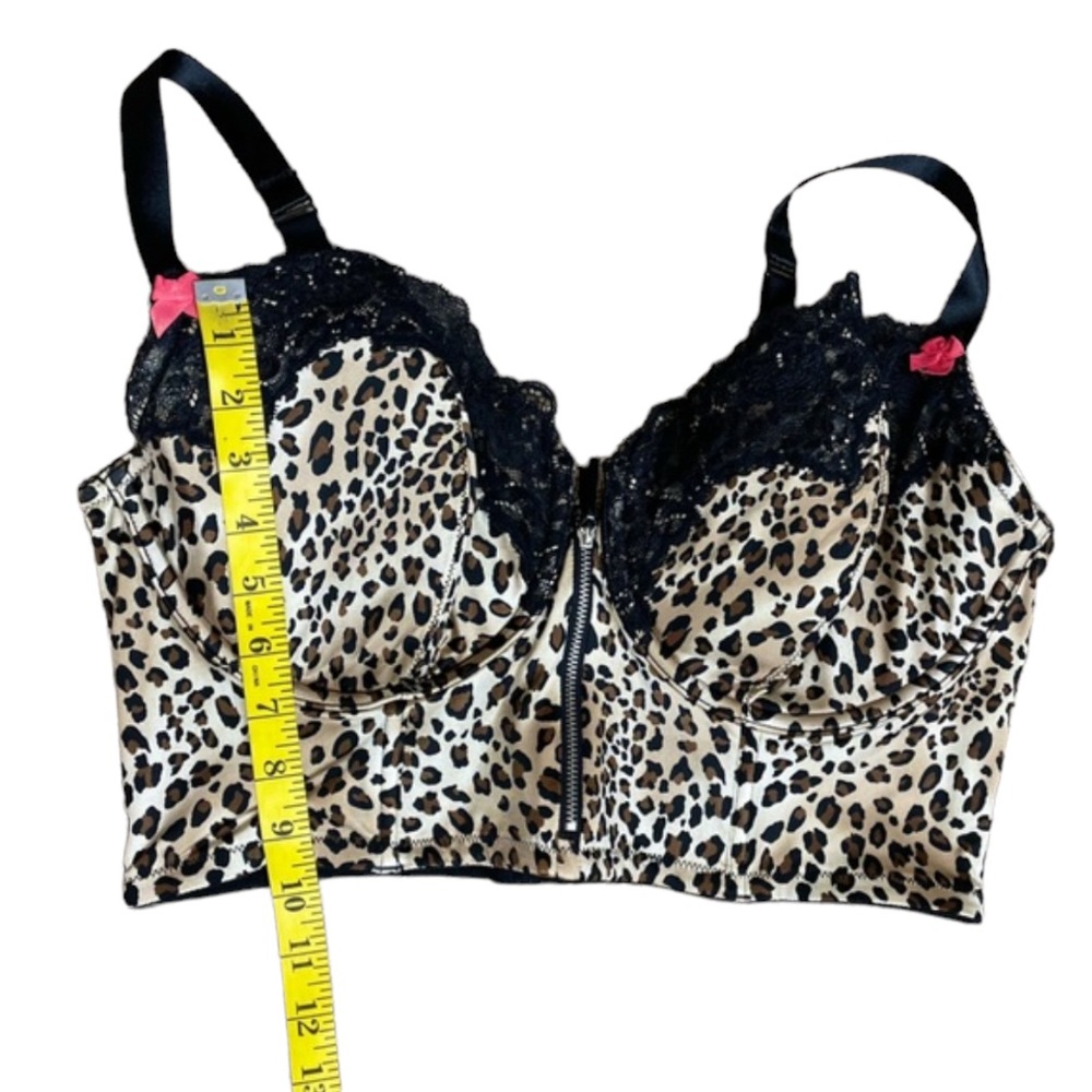 Cacique Leopard Print Zip-Up Corset Bra 40 DDD - Picture 6 of 10